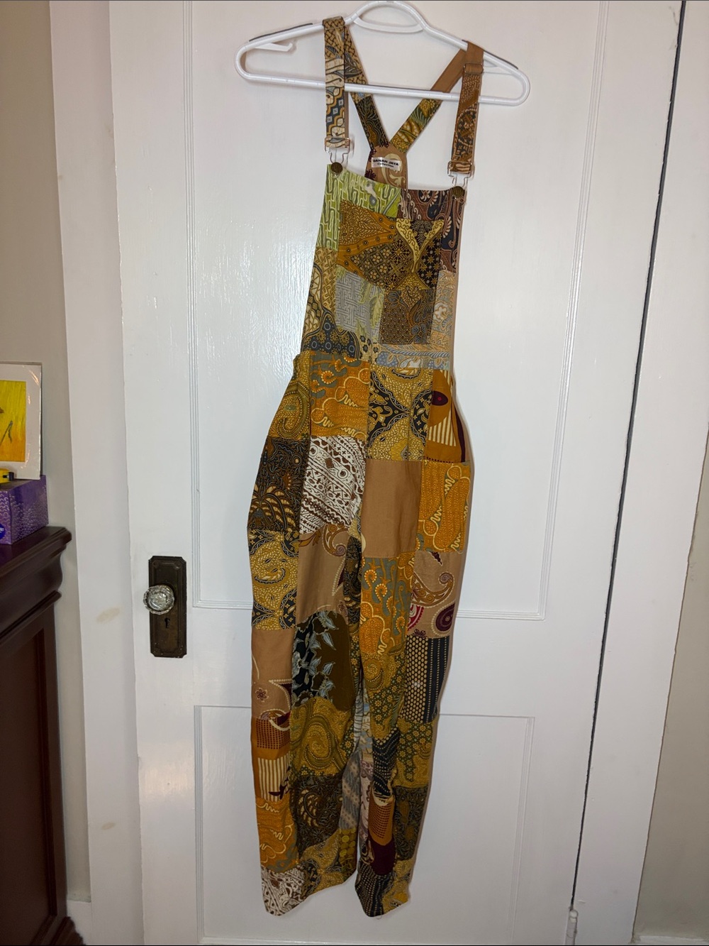 Patchwork Tan & Mustard Patch Overalls